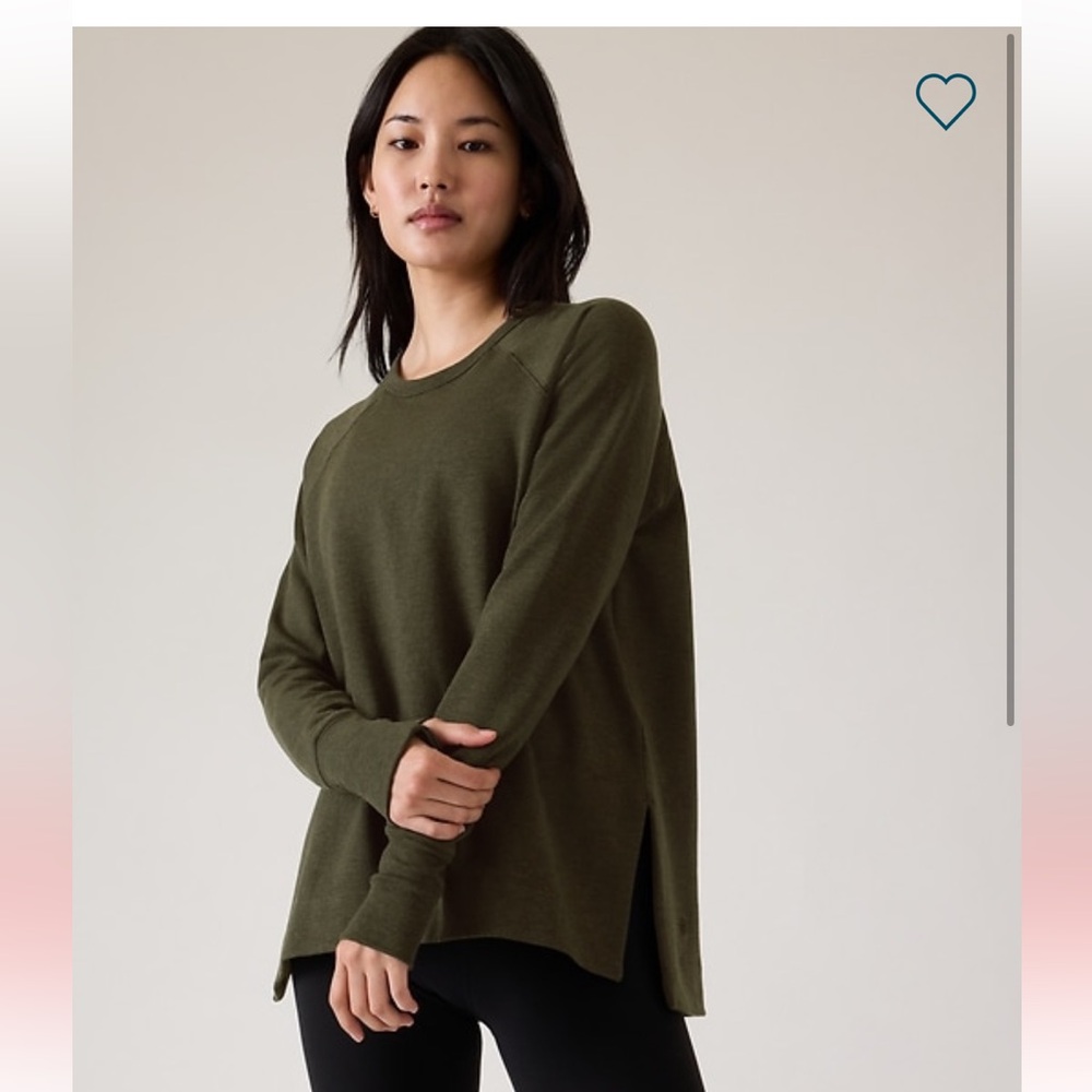 Athleta Coaster Luxe Recovery Sweatshirt, Aspen Olive Heather